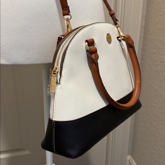 Anne Klein Beige and White Logo Satchel and Crossbody Bag Pre-loved Excellent - Picture 3 of 9